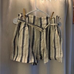 Love Tree High Waist Striped Shorts - Black and Cream